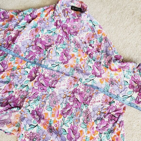 Vintage Orange Fashion Village Floral Coastal Grannycore Retro 90s Shirt L/XL - Picture 4 of 9